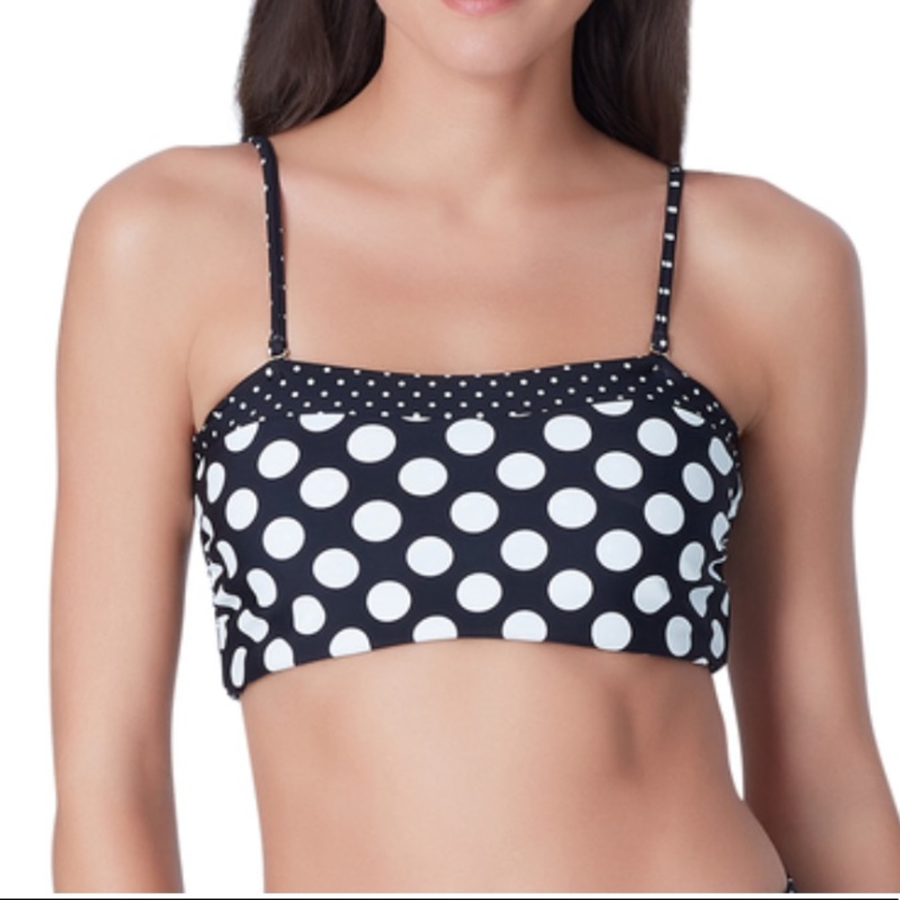 NWT California Sunshine Reversible Polka Dot Black/White Swim Top